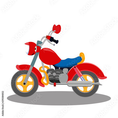 Motorcycle Side Colorful - Cartoon Vector Image