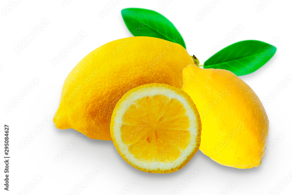 lemon and slices isolated on white background lemon and slices isolated on white background