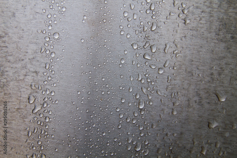 Raindrops detail on steel wall Raindrops detail on steel wall