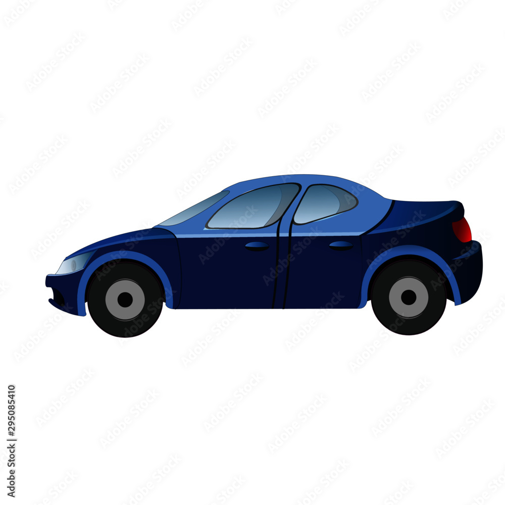 Blue Sports Car - Cartoon Vector Image