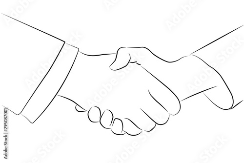 handshake contour vector illustration isolated
