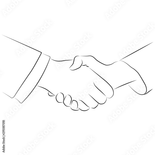 handshake contour vector illustration isolated