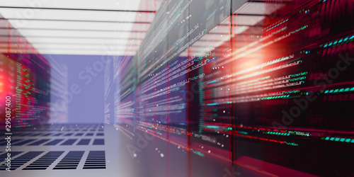 Schilderij op canvas 3d Rendering with server room programming data design element