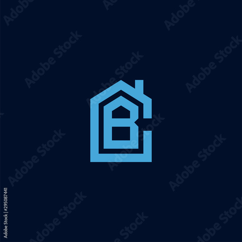 Initial letter CB BC house abstract logo icon design  minimalist monogram property real estate symbol concept  vector