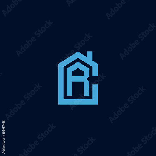 Initial letter CR RC house abstract logo icon design  minimalist monogram property real estate symbol concept  vector