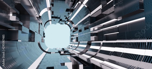 3D rendering Wide screen barricade dark simply elegant abstract tunnel