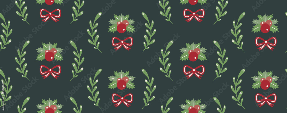 Cute Christmas compositions. Christmas seamless pattern. Hand drawn Christmas illustration