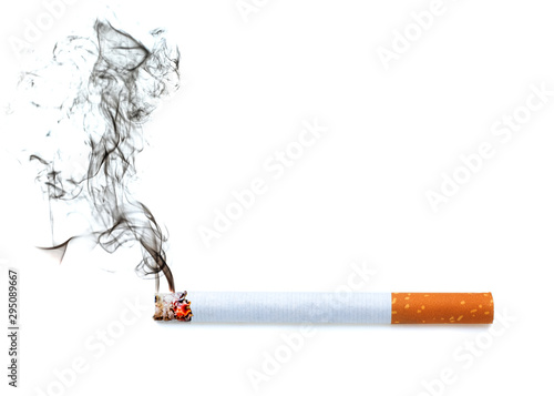 Close up of a cigarette with smoke photo