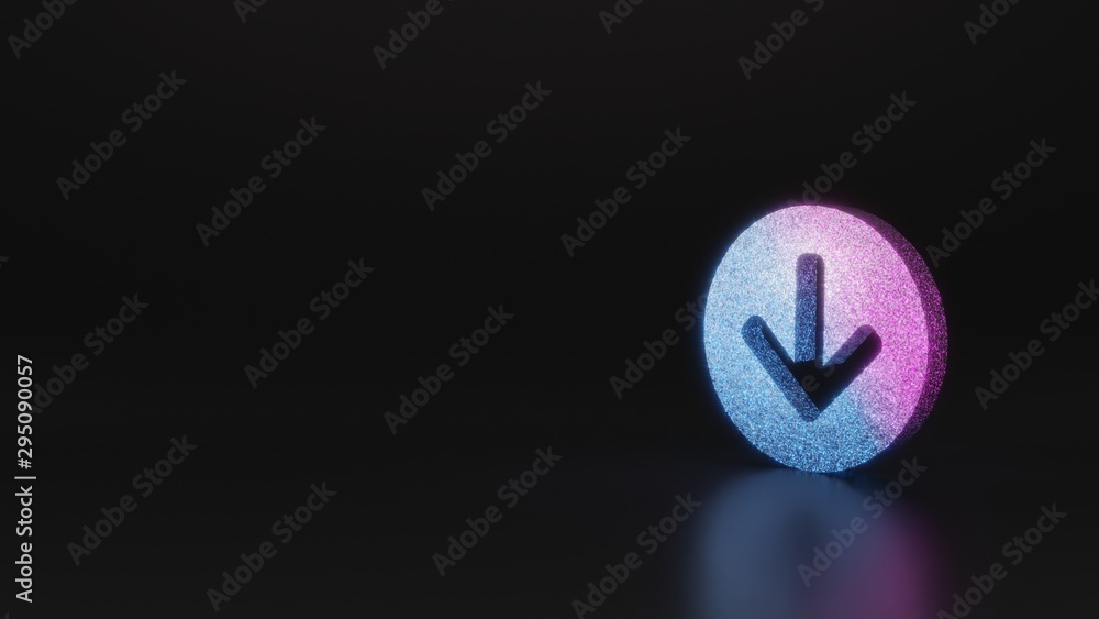 science glitter symbol of down arrow in circle icon 3D rendering