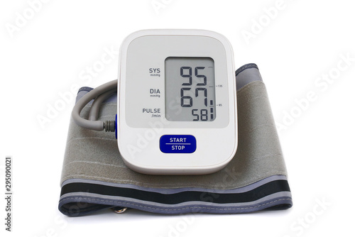 automatic blood pressure meter isolated on white background photo