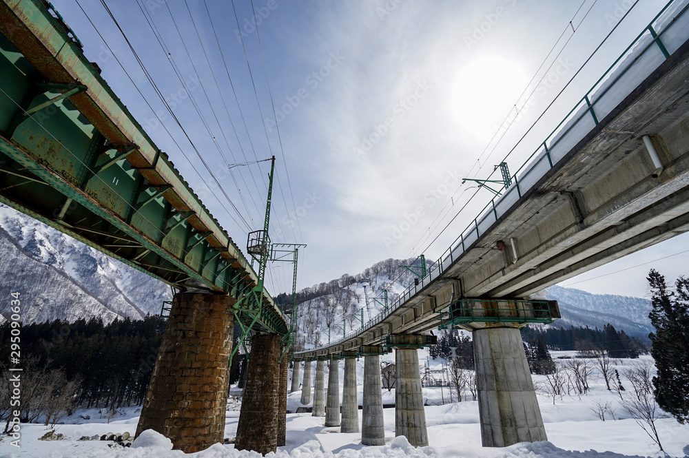 Fototapeta premium JR線の鉄道橋、毛渡沢橋梁