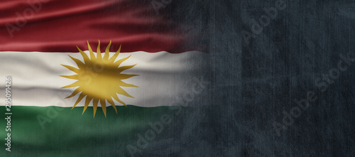 Kurdistan National Holiday. Kurdish Flag background with yellow sun and national colors. photo