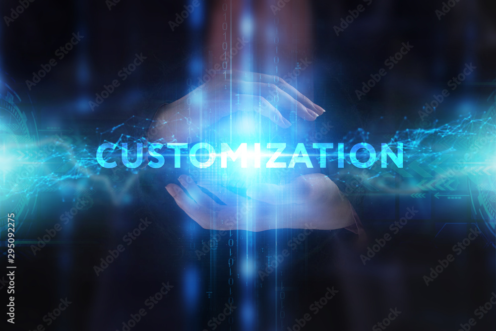 The concept of business, technology, the Internet and the network. A young entrepreneur working on a virtual screen of the future and sees the inscription: The concept of business, technology, the Internet and the network. A young entrepreneur working on a virtual screen of the future and sees the inscription: