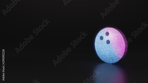 science glitter symbol of bowling ball icon 3D rendering