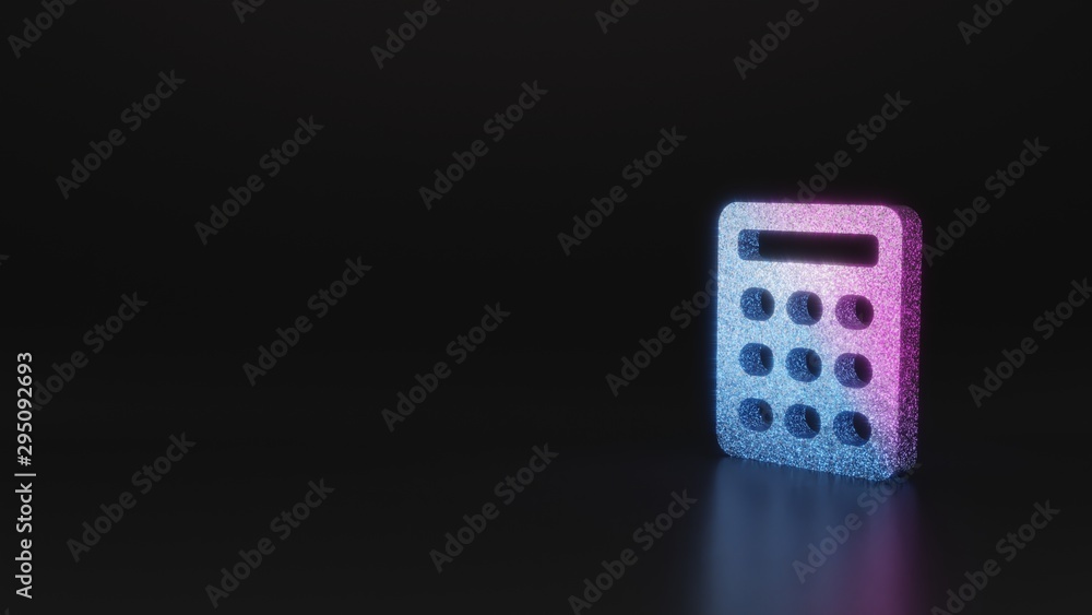 science glitter symbol of calculator icon 3D rendering science glitter symbol of calculator icon 3D rendering