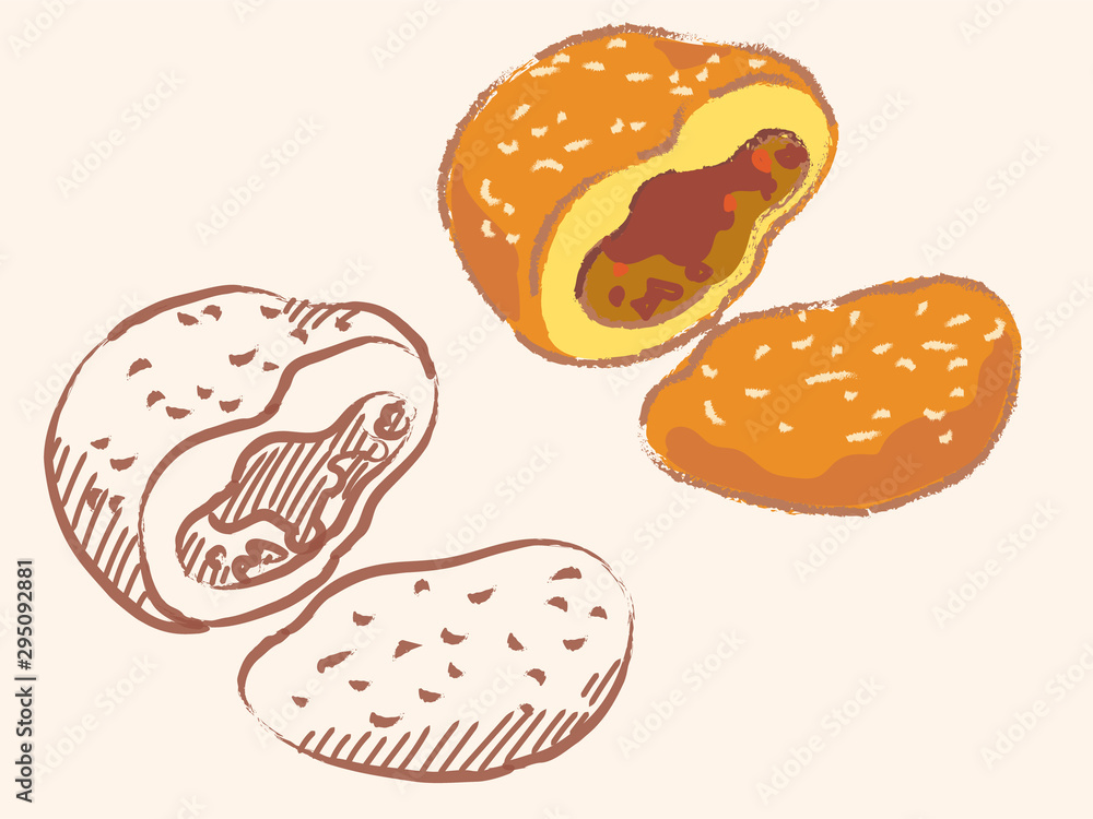 カレーパン。ベクターイラストレーション カレーパン。ベクターイラストレーション