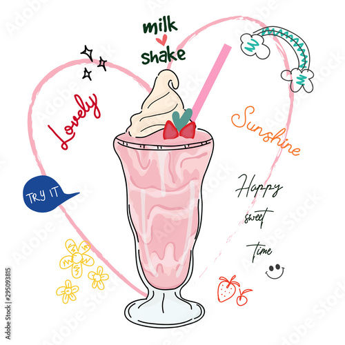typography slogan with milkshake vector design.