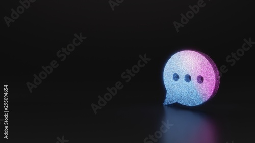 science glitter symbol of rounded chat bubble icon 3D rendering