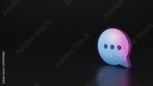 science glitter symbol of rounded chat bubble icon 3D rendering