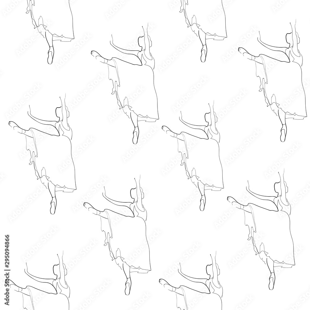 Ballerina seamless pattern on white background