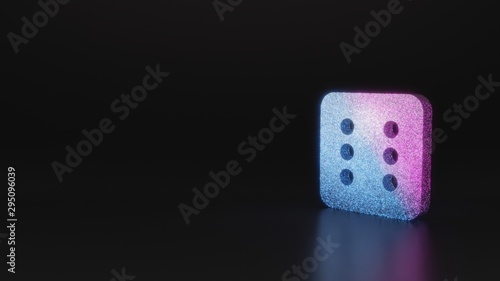 science glitter symbol of dice six icon 3D rendering