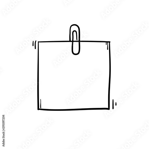 paperclip with blank white notepaper handdrawn doodle style