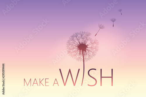 make a wish typography with dandelion vector illustration EPS10