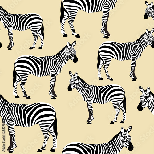 Zebras Seamless Pattern, Safari Animal Zebra Surface Pattern
