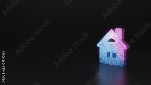 science glitter symbol of house icon 3D rendering