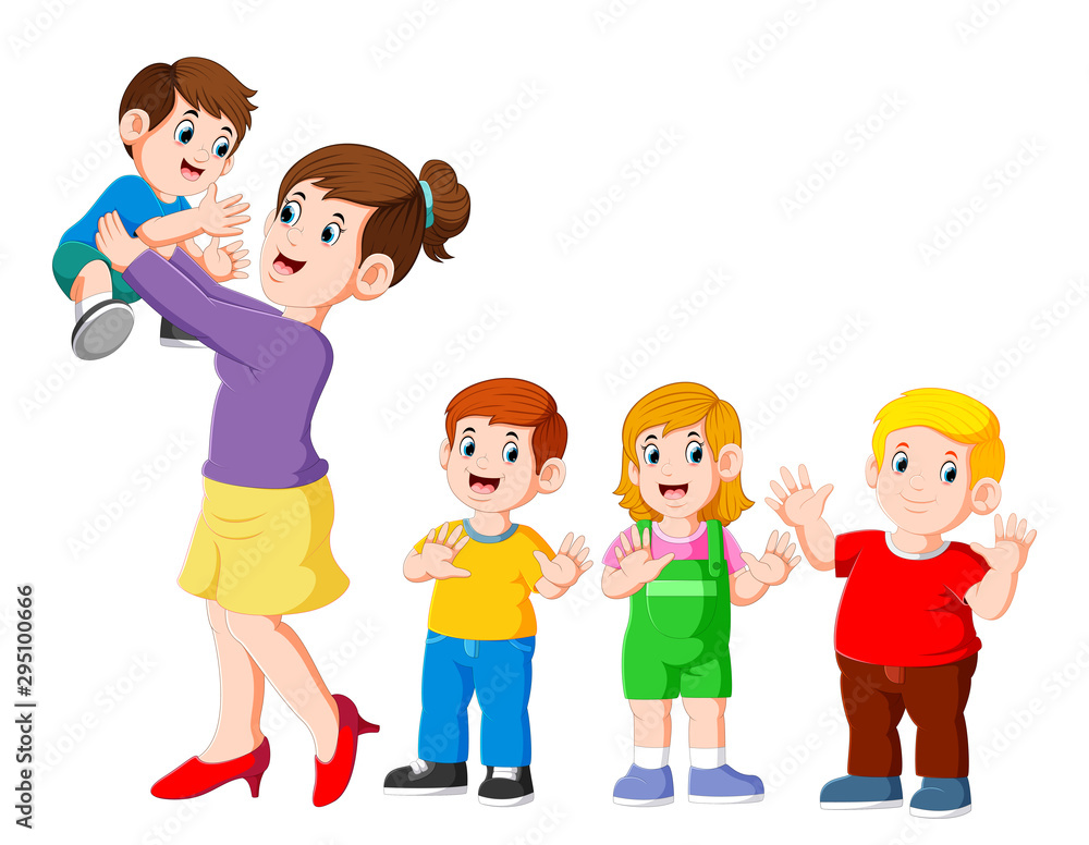 Mom hugging her child and playing with her children Mom hugging her child and playing with her children