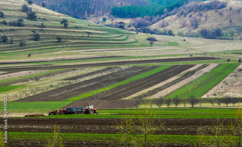 Agricultural fields near the rural village of Coltesti, Alba County, Transylvania region, Romania. 