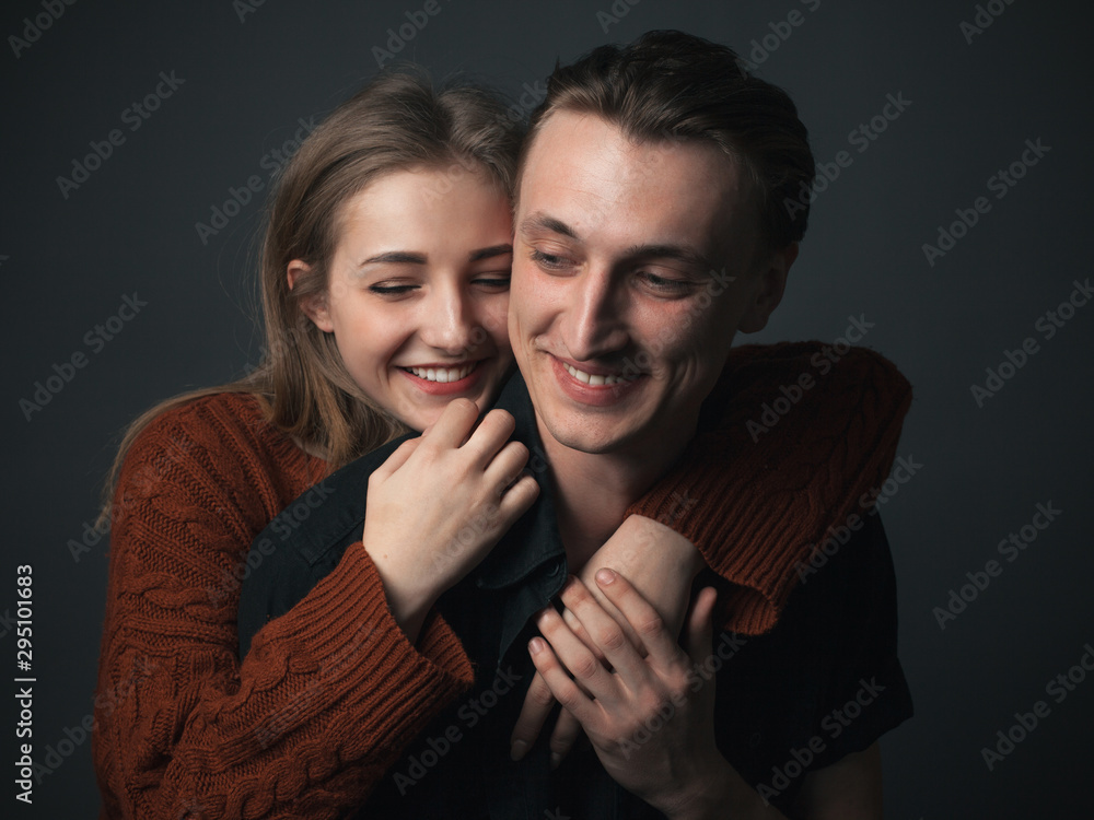 Young happy couple in love. Studio Young happy couple in love. Studio