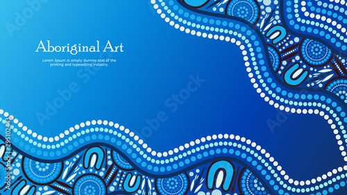 Aboriginal dot art vector banner with text. photo