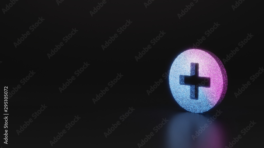 science glitter symbol of plus circle icon 3D rendering science glitter symbol of plus circle icon 3D rendering