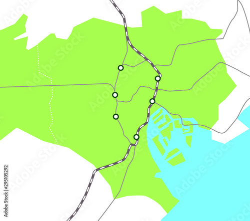 東京23区の地図路線図イラストマップ素材 Stock ベクター Adobe Stock