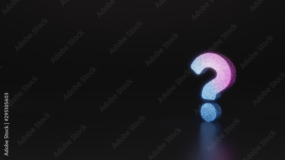 science glitter symbol of question icon 3D rendering science glitter symbol of question icon 3D rendering