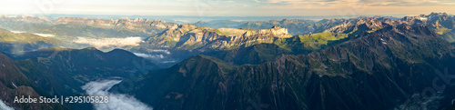 Panorama of mountain range at down. French Alps © natagolubnycha