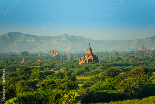 sunrise over Bagan  Myanmar temples in the Archaeological Park  Burma.