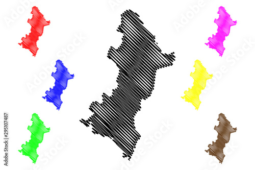 Central Department (Departments of Paraguay, Republic of Paraguay) map vector illustration, scribble sketch Central map..