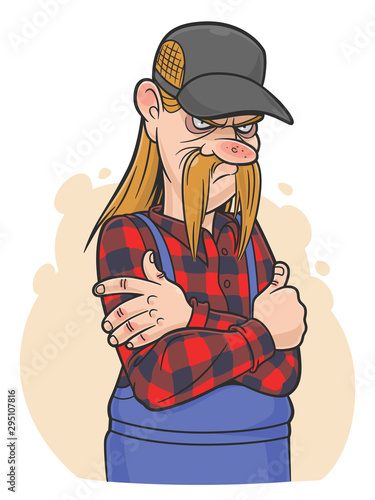 Vector illustration of funny cartoon American farm man.