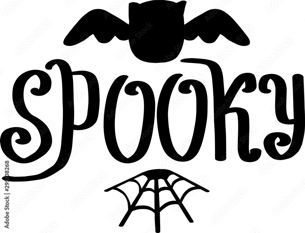 Fototapeta premium Cute vector halloween illustration. Halloween lettering