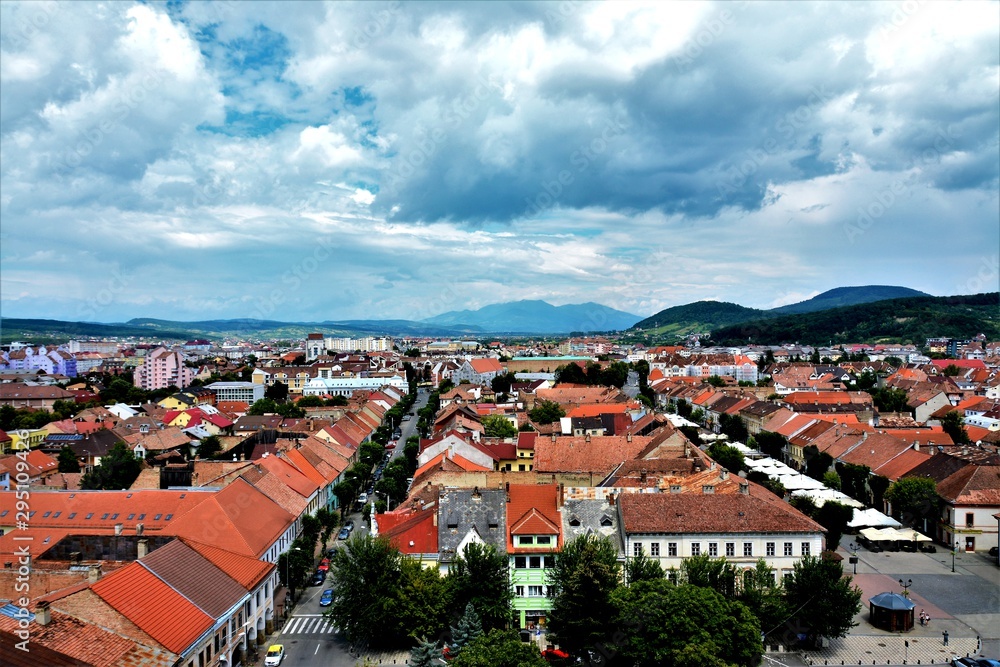 Fototapeta premium Bistrita city seen from above
