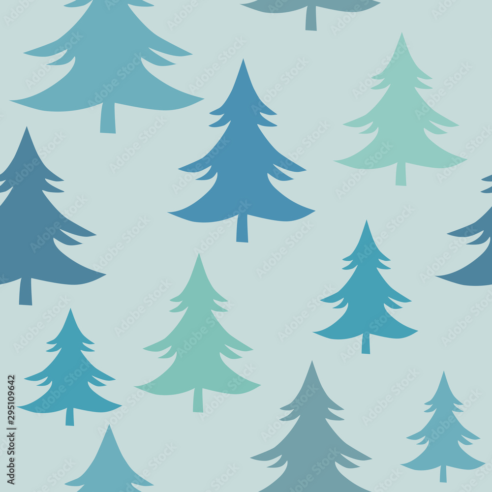 Winter Fir Trees  Christmas Trees Seamless Pattern, winter Forest Surface Pattern, Fir Trees Vector Repeat Pattern for Home Decor, Textile Design, Fabric Printing, Stationary, Packaging, Background