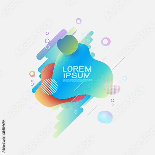 Fluid abstract dynamic shapes. Trendy badges geometric design, banner for replace text. Vector illustration