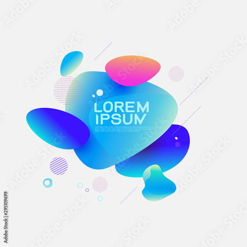 Fluid abstract dynamic shapes. Trendy badges geometric design, banner for replace text. Vector illustration