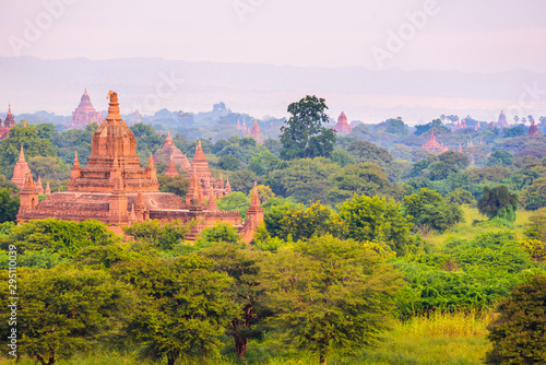 Bagan  Myanmar temples in the Archaeological Park  Burma. Sunrise