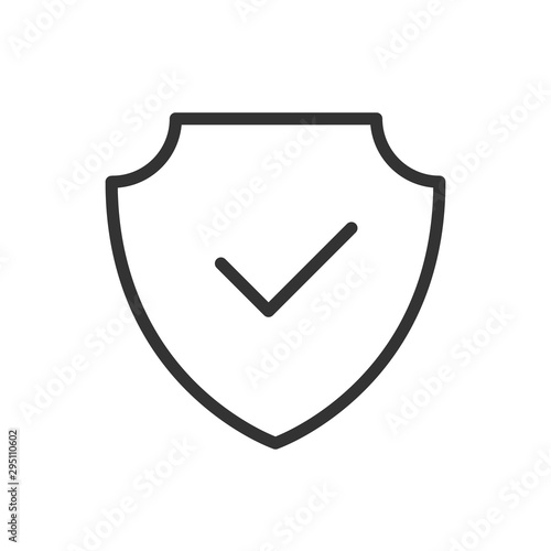 shield with tick outline ui web icon. shield with chek mark vector icon for web, mobile and user interface design isolated on white background