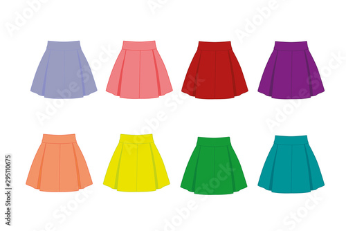 different colors skirt set vector illustration 