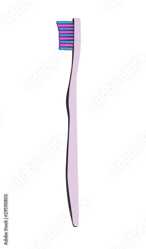 pink toothbrush realistic vector illustration