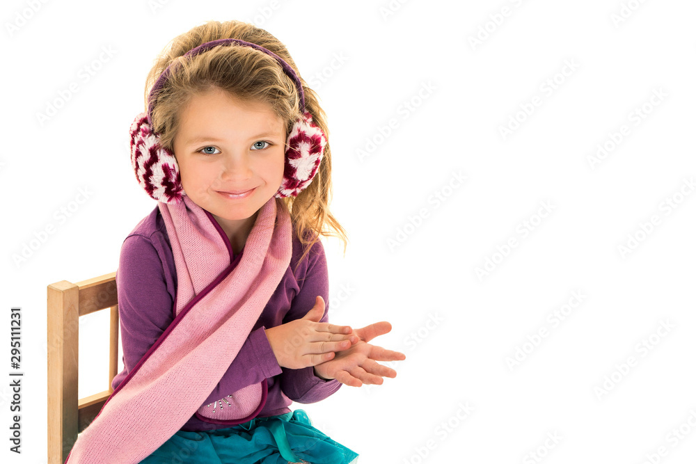 Little girl posing in the studio. Close-up. Little girl posing in the studio. Close-up.